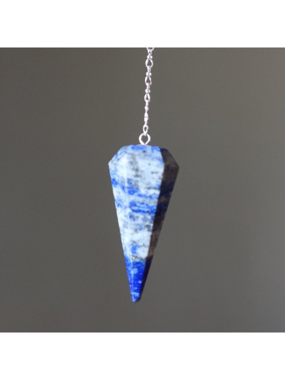 Lapis Lazuli Pendulum The Truth is Sterling Silver Blue Dowsing Crystal Point